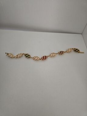 Gold-Tone Multi-Color Crystal Link Bracelet